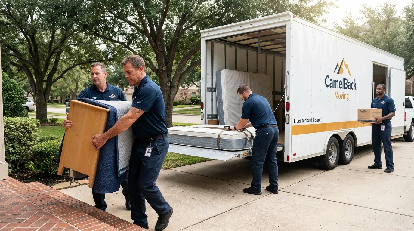 Crew loading residential truck for cross-state move from Davidsville, PA