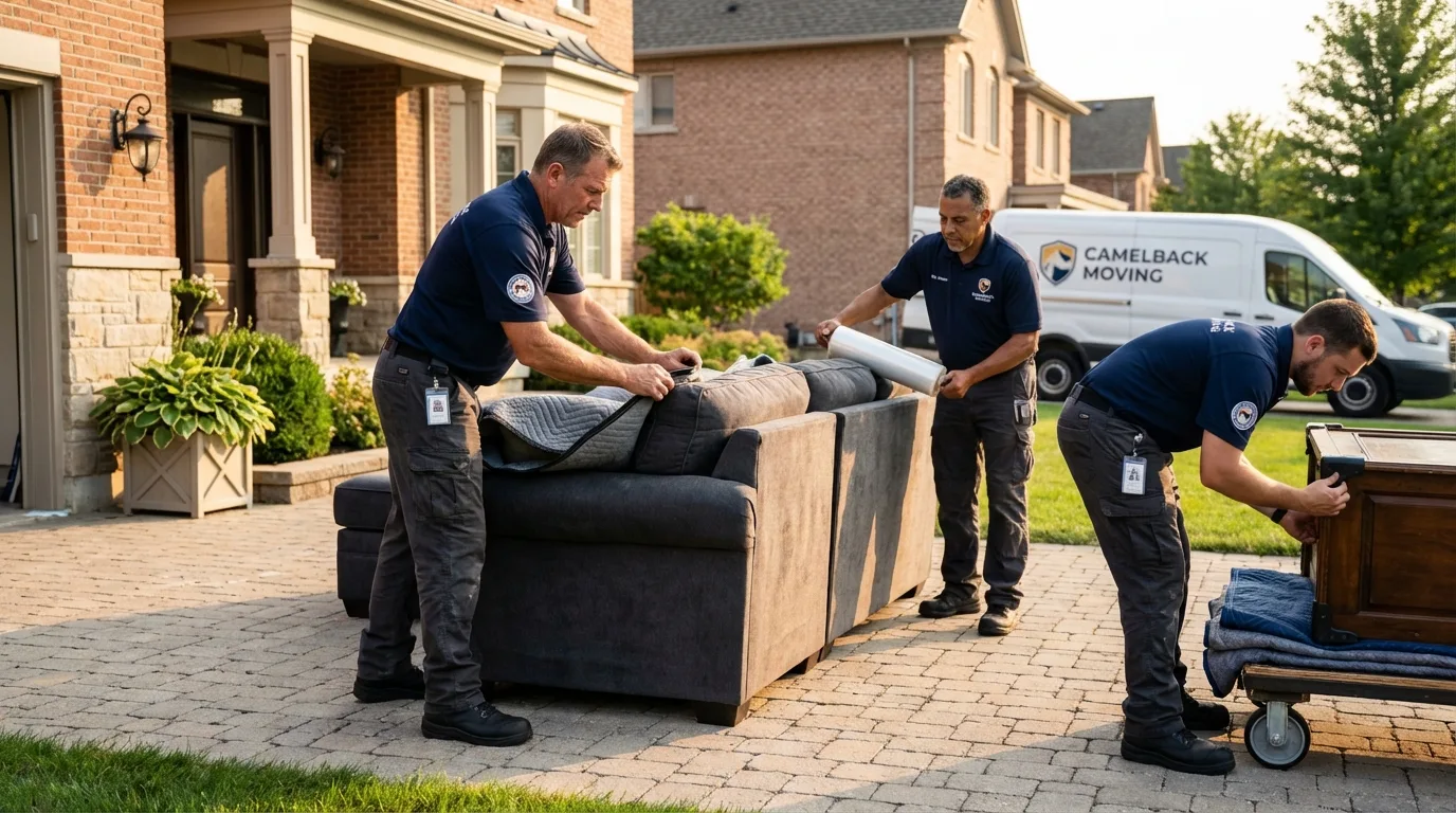 Large estate moving crew wrapping furniture in Davidsville, PA