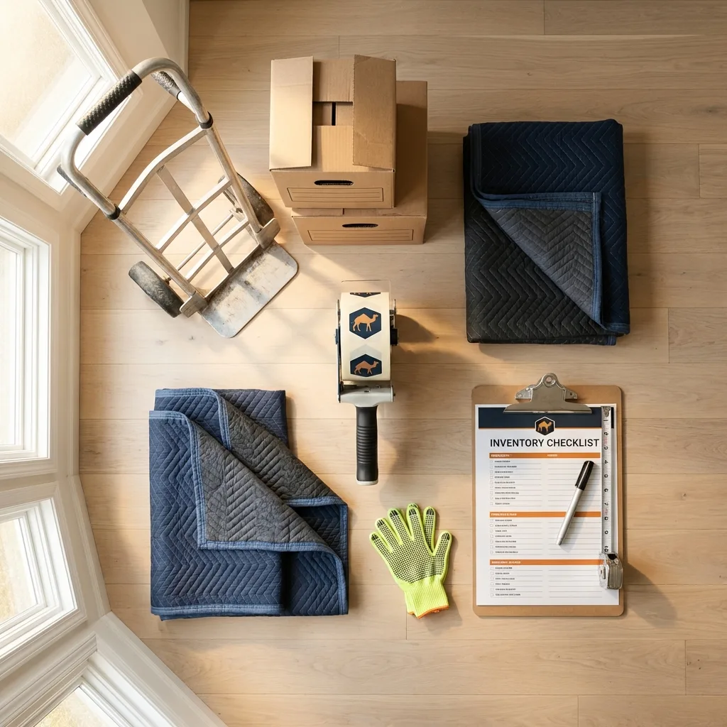 Professional moving supplies and packing materials layout for Davidsville residential relocations